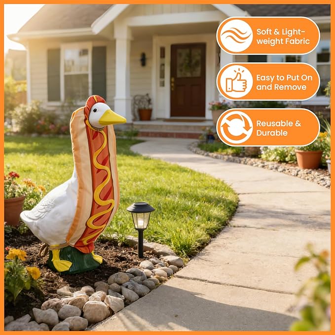 Independence Day Style Cute Outfit for 23-Inch Cement Goose – Outdoor Garden Yard Porch Decor