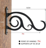 2 Pcs 8-Inch Outdoor Decorative Wall Hanging Lantern Plant Hooks, Iron Wall Hangers for Hummingbird Feeder Planter, Black