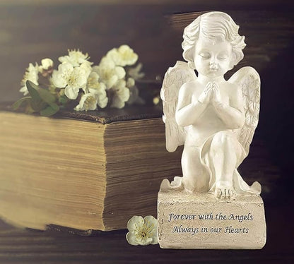 Artisan Flair Praying Angel Figurines,Resin White Cherubs Statues,Home Garden Memorial Angel Sculpture-6.5 Inch