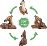 Deer Garden Statue, Outdoor Decorative Sculpture Brown with White Spots, 8.2 x 9.45 x 5.1 inches Yard Lawn Decor Deep Forest Deer