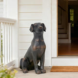 Cynkeyee Outdoor Garden Dog Statue - 16 Inch Resin Sitting Labrador Sculpture, Decorative Figurine for Patio, Lawn, Yard, Porch (Black)