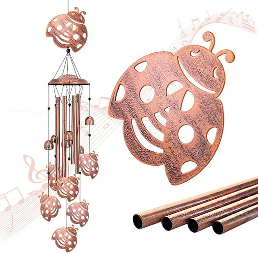 Ladybug Wind Chimes for Outside,Ladybug Gifts for Women Men/Memorial Gifts/Birthday Gift Metal windchimes Outdoors/Indoors,Garden Decor,Patio,Home,Porch,Yard Decorations