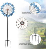 MUMTOP Wind Spinners Extra Large - 74 Inch 360 Degrees Swivel Azure Wind Sculpture Kinetic Windmill with Stake for Garden Yard Patio Lawn
