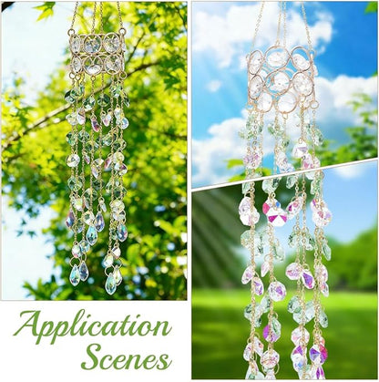 17.9In Crystal Suncatcher Glass Wind Chimes Style Rainbow Maker Suncatcher Prism Crystal Octagonal Bead Chains Windchime for Window Hanging Ornament Home Garden Decor Indoor Outdoor Office