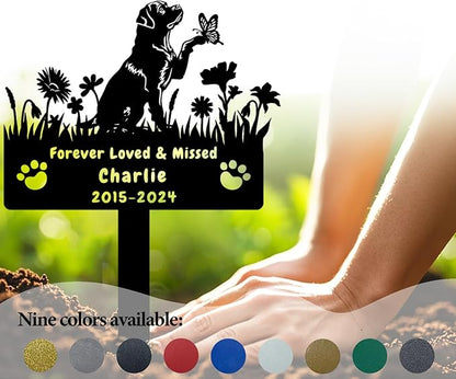 Custom Rottweiler Dog Memorial Grave Marker,Personalized Metal Flora Dog Memorial Stake,Dog Memorial Plaque Burial Stake Engraved Sign,Sympathy Grave Stake for Lost Dog,Dog Headstone