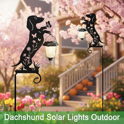 Dachshund Solar Lights Garden Stake,Dachshund Gifts Outside Decorations for Pathway,Yard,Garden Decor,Dog Solar Lights Outdoor