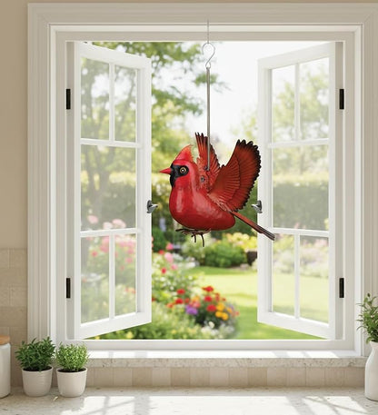 Regal Art & Gift Bird Bouncie - Bird Garden Decor Outdoor Metal Bird Hanging Ornament for Yard Patio Lawn - Cardinal