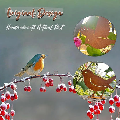 5PCS Rusty Metal Birds Decoration, Metal Birds Fence Decor, Outdoor Bird Wall Decor, Bird Silhouette Yard Art, Garden Sculptures & Statue Ornaments, Fence Decorations Outdoor, Rustic Garden Decor