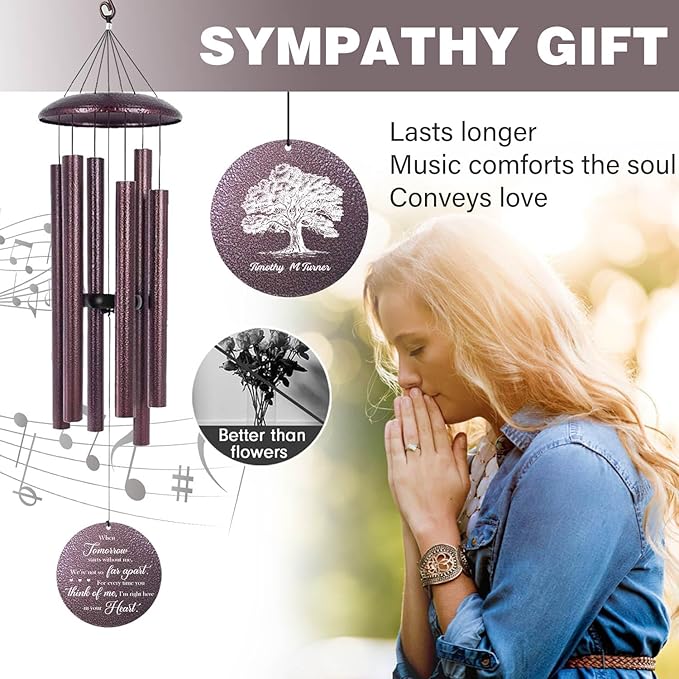 ASTARIN 32 inch Windchimes in Memory of a Loved One, Personalized Name Wind Chimes Memorial, Bereavement Gifts for Loss of Mother, Wind Chimes for Outside Deep Tone, Produced in USA