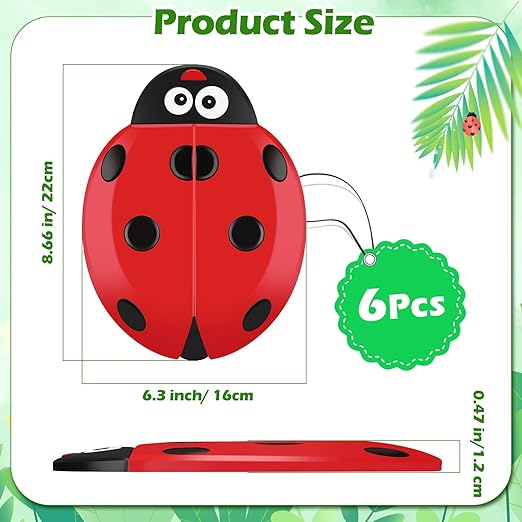 Landical 6 Pcs Ladybug Stepping Stone Garden Stepping Stones Walkway Decorative Stone for Garden Decor Outdoor Flower Beds Yard Decorations