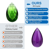PATIKIL K9 Crystal Pendants Teardrop Beads, 10 Pack 38mm Chandelier Prisms Parts Hanging Beads DIY Lamp for Arts Crafts Decoration, Green