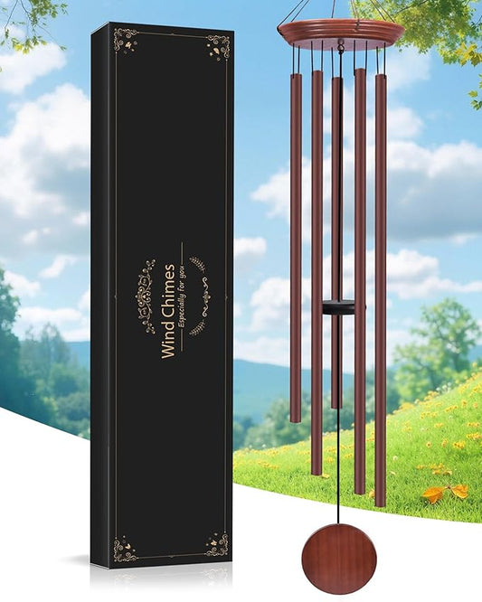 Toodour 60" Extra Large Memorial Wind Chimes for Outside, Deep Tone Wind Chimes with 6 Heavy Tubes, Unique Sympathy Wind Chime for Outdoor Garden Patio Yard Lawn - Brown