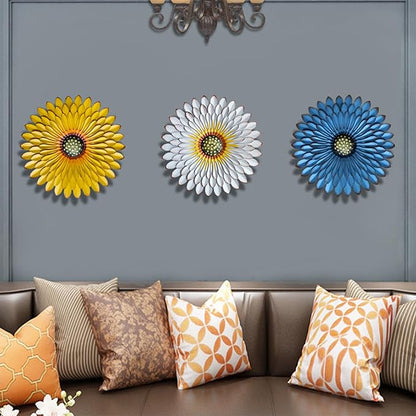 Metal Flowers Wall Decor Indoor Outdoor Metal Wall Art for Farmhouse Home Living Room Bedroom Bathroom Garden Decor – Blue