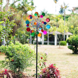 DREAMYSOUL Outdoor Wind Spinner, 19 inches Large Metal Garden Wind Sculpture & Spinner, Three Layers Blades Colorful Kinetic Windmill for Yard and Garden
