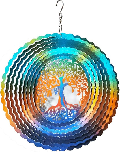 FONMY Stainless Steel Wind Spinner Worth Gifts Indoor Outdoor Garden Decoration Crafts Ornaments 12Inch Multi Color Life Tree Wind Spinners