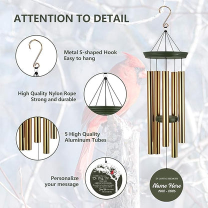 ASTARIN Wind Chimes Outdoor for The Loss of Mom Dad, Personalized Customized WindChimes for Loss of Loved One, Memorial Wind Chime as Sympathy Gift, Home Garden Patio Décor, 36''(Produced in USA)
