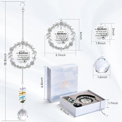 Memorial Gifts for Loss of Loved One, Unique Sun Catcher Sympathy Gift Idea Window Suncatcher, Hanging Ornament Crystal Rainbow Maker Bereavement Grief Gift Box for Loss of Mom Friend Son Family Pets