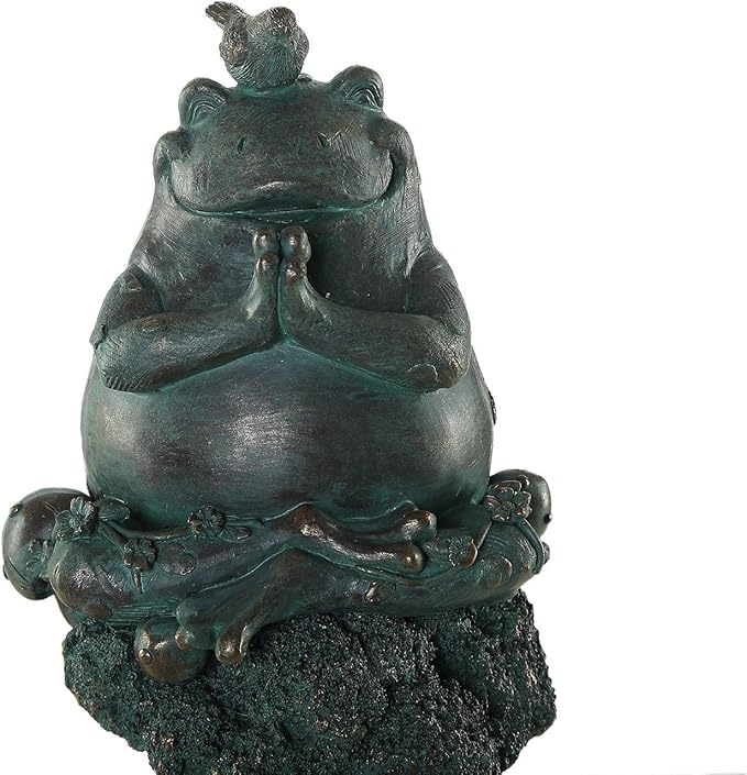 Topadorn Frog Statue Zen Garden Figurines for Home and Garden Decor, Garden Decoration Resin Statuary Yoga Frog, Dark Green