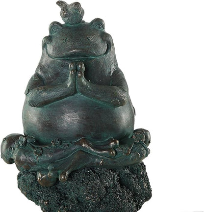 Topadorn Frog Statue Zen Garden Figurines for Home and Garden Decor, Garden Decoration Resin Statuary Yoga Frog, Dark Green