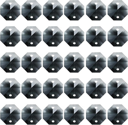 PATIKIL K9 Crystal Octagon Beads 2 Holes Pendants, 60 Pack 14mm Chandelier Prisms Parts Ornaments Hanging Beads for DIY Arts Crafts Decoration, Light Black