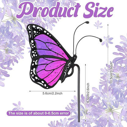 Geelin 1 Pc Stained Glass Butterfly Suncatcher Flower Pot Decoration Metal Plant Pot Hangers Colorful Garden Yard Suncatcher Decor for Spring Home Indoor Outdoor Decor(Purple)