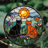 Vivid Cat Mosaic Art Acrylic Suncatcher Stained Glass Effect Window Car Hanging Christmas Ornament Indoor Outdoor Decor Garden Sun Catcher Panel Gifts for Cat Lover for Women Mom Grandma