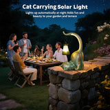 Cat Garden Statue Outside Decor with Lantern for Yard Art Lawn Ornaments Porch Patio Balcony Home House Birthday Gifts for Grandma Mom Women Sister Lover