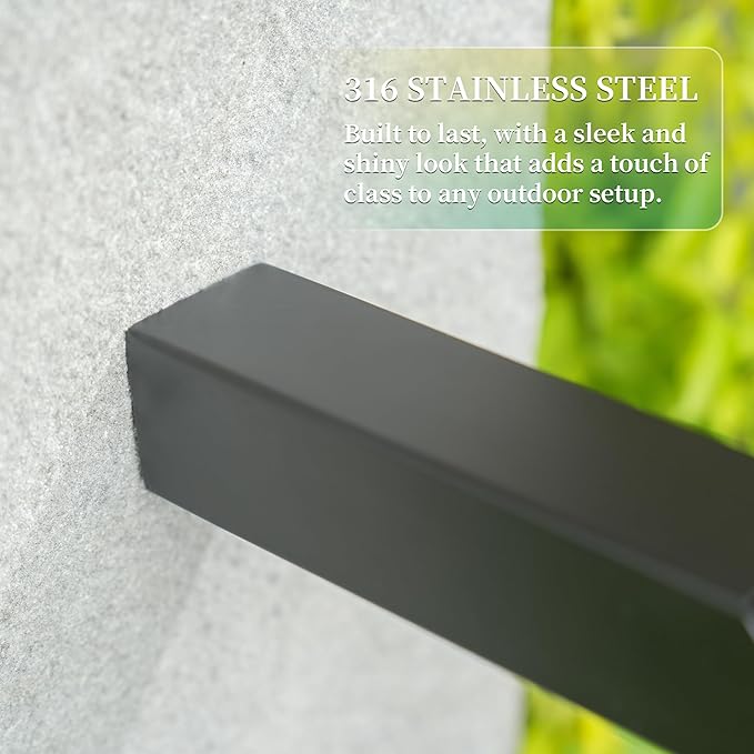 2 Inch 316 Stainless Steel Square Waterfall Spout Scupper, Outdoor Spillway Water Fountain Landscape Decor for Pools, Ponds, Water Walls, Overall Length 10 Inch (Matt Black)
