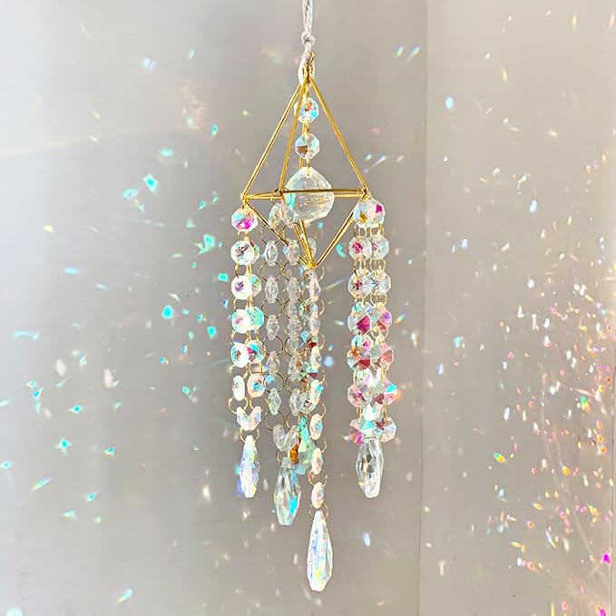 Sun Catchers with Crystals Hanging Crystals Prisms Suncatcher Crystal Suncatchers Hanging Wind Pendant for Window Garden Home (Type-A)