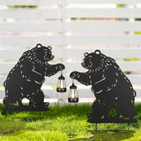 nawaza Bear Metal Garden Stakes Decorative 2Pack,Solar Lights Outdoor Garden Decor Stake,Birthday Gifts for Mom Women,Decorative Metal Housewarming Ornament for Lawn Patio Yard Pathway Black.