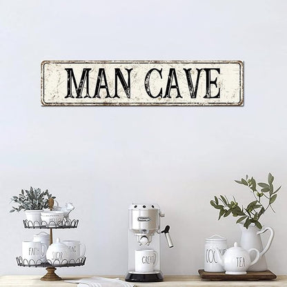 Madcolitote Personalized Man Cave Street Sign Vintage Man Cave Wood Signs Wall Decorations for Living Room Rustic Wall Art Home Decor for Home Man Cave Door Porch Garden Party 4x18in