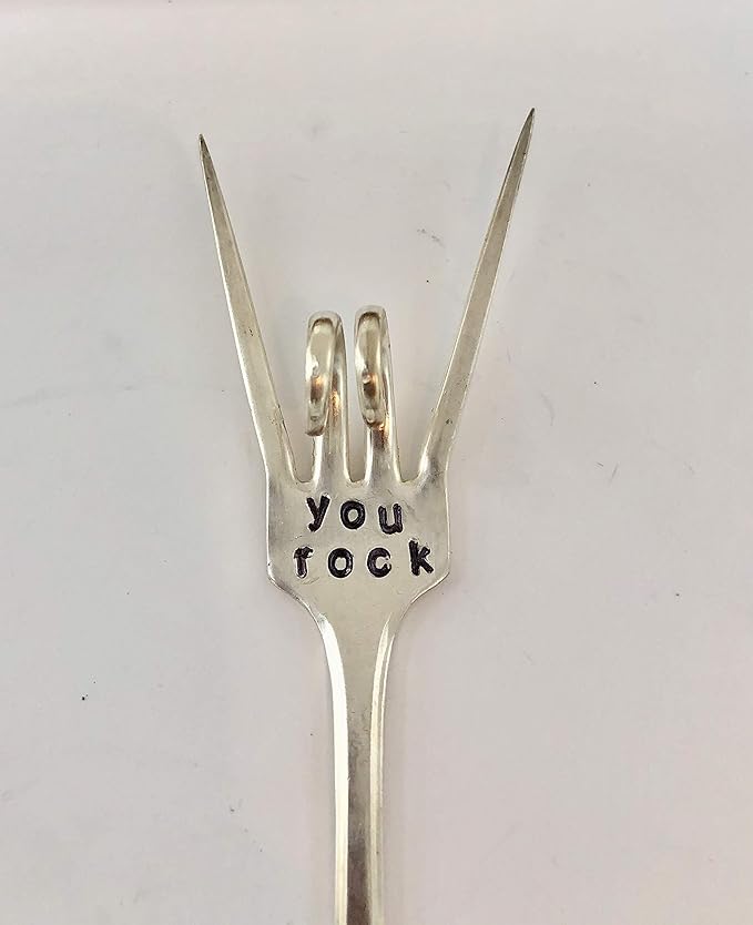 YOU ROCK Flower Pot Marker, Plant sign, recycled Fork