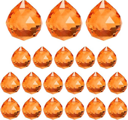 M METERXITY 20-Pack Crystal Ball Prisms, 24mm/0.94 Inch Chandelier Pendant Maker Hanging Crystals Chandelier Prisms for Home/Windows/Garden/DIY Decoration[Orange]