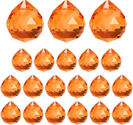 M METERXITY 20-Pack Crystal Ball Prisms, 24mm/0.94 Inch Chandelier Pendant Maker Hanging Crystals Chandelier Prisms for Home/Windows/Garden/DIY Decoration[Orange]