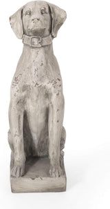 Merax MGO Antique White Dog Garden Statue - Outdoor Cast Stone Decor, Vintage-Style Yard Art, Weather-Resistant Patio Sculpture, No Assembly Required (31.5" H x 13" W)