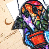 Ghost Plant Handmade Resin Suncatchers, Artisan Boho Sun Catcher Stained Glass Effect Spooky Window Hanging Garden Decor, Gift for Mother's Day Mom Grandma Wife Women