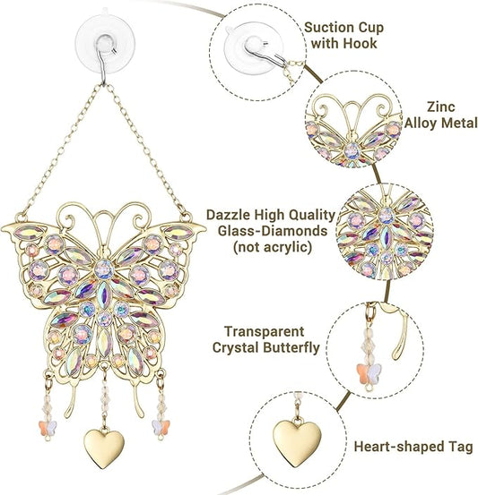 Glittering Butterfly Gift for Valentine's Day, Birthday, Anniversary - Gold Metal Ornament for Mother's Day, Wife, Grandma