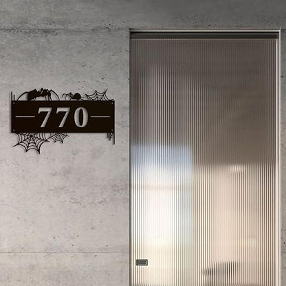 Personalized Gothic House Number metal Signs,Custom Address Number Metal Wall Art Decor,Black Plaques Outdoor wall Decorative Signage,Shed(8-30 Inches) (Spider A)