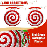 Rtteri 30 Pieces Christmas Candy Yard Hanging 6 Inch Double Sided Lawn Decorations Outdoor Christmas Hanging Ornaments Plastic Outdoor Holiday Decorations for Xmas Tree Home Lawn Porch Yard Decor