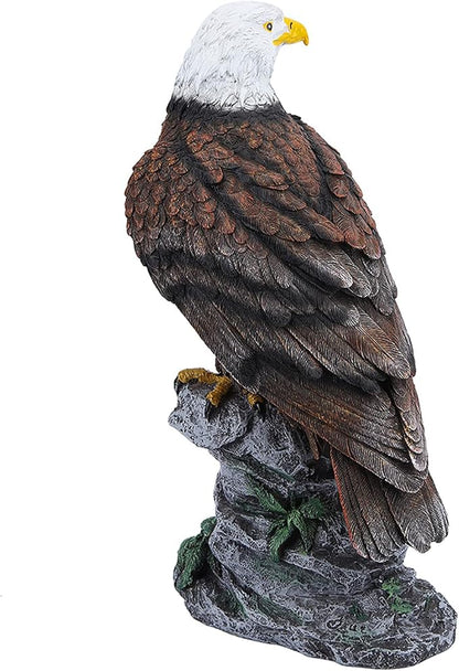Bald Eagle Statue, Lifelike Resin Eagle Sculpture with Wide Wingspan Outdoor Garden Decor Standing Bird Lawn Ornament for Nature Lovers Home Party Decoration