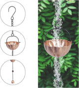 Rain Chains Gutters 10FT,Adjustable Rain Catcher Chain with 12 Cups,Decorative Replacement for Gutter Downspouts
