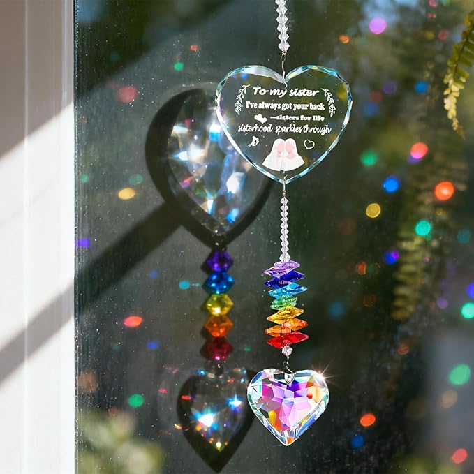 Sister Gifts, Birthday Gifts for Sister, Crystal Suncatcher, Window Hanging Home Decoration, Unique Gift for Sister Birthday