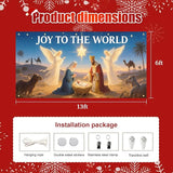 HOMETITUTE Christmas Garage Door Banner 13x6ft Joy to the World Nativity Scene Backdrop Banners for Outside Indoor Christmas Door Cover Garage Wall Covering for Party Garage Decorations
