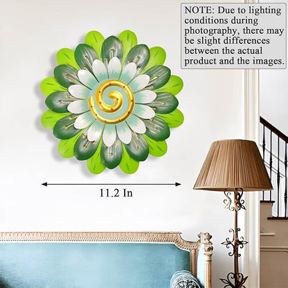 Metal Flowers Wall Decor Indoor Outdoor Metal Wall Art for Home Farmhouse Living Room Bedroom Bathroom Garden Decorations - Green