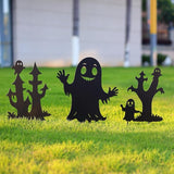 Halloween Decorations White Ghost Metal Decorative Garden Stakes,Halloween Ghosts Silhouette Statues Decorations for Yard Art,Patio,Backyard,Outdoor,Forests,Lawn Ornaments