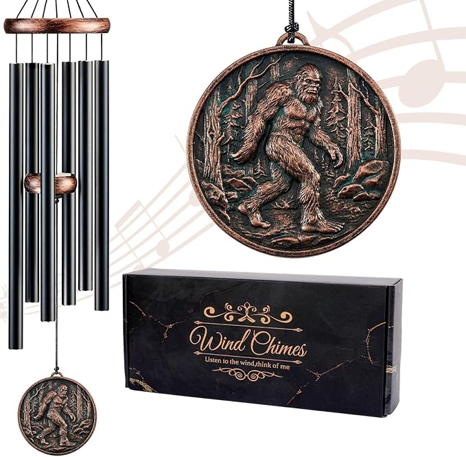 Bigfoot Wind Chimes for Outside - 32" Deep Tone Sasquatch Wind Chime Outdoor, Father's Day Christmas Birthday Gifts to Dad Grandpa, Big Foot Memorial Sympathy Wind Chimes Garden Yard Decor