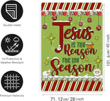 Jesus is the Reason House Flag Christian Christmas Flags 28x40 Double Sided Religious Garden Flag for Outside Large Nativity Flag Outdoor Xmas Winter Decorative Banner