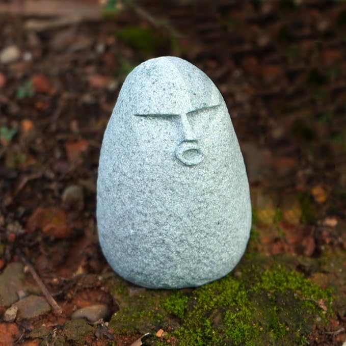 Cute Stone Primitive Man Figurine: Funny Stoneman Statue for Outdoor Decor, Carving Face Garden Home Decoration Fish Tank Ornament - Stone Man A