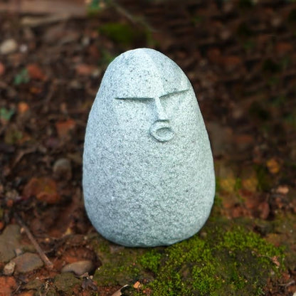 Cute Stone Primitive Man Figurine: Funny Stoneman Statue for Outdoor Decor, Carving Face Garden Home Decoration Fish Tank Ornament - Stone Man A
