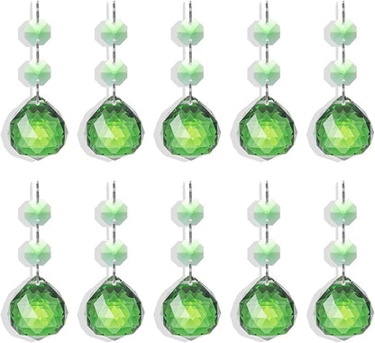 Pack of 10 Green Crystal Ball Prism 30mm Suncatcher Chandelier Prisms Part Decor Rainbow Maker